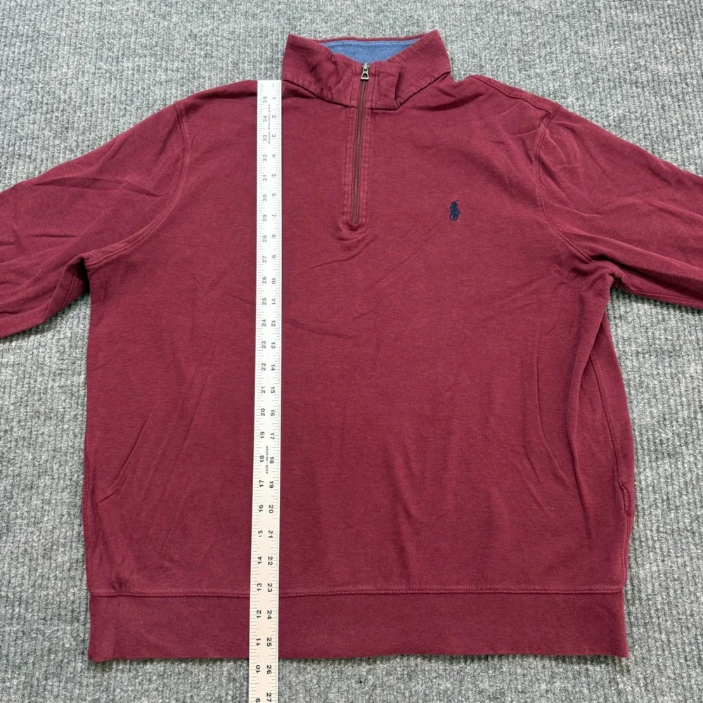 Polo Ralph Lauren Mens L Red Quarter Zip Sweater Pony Logo‎ Pullover
